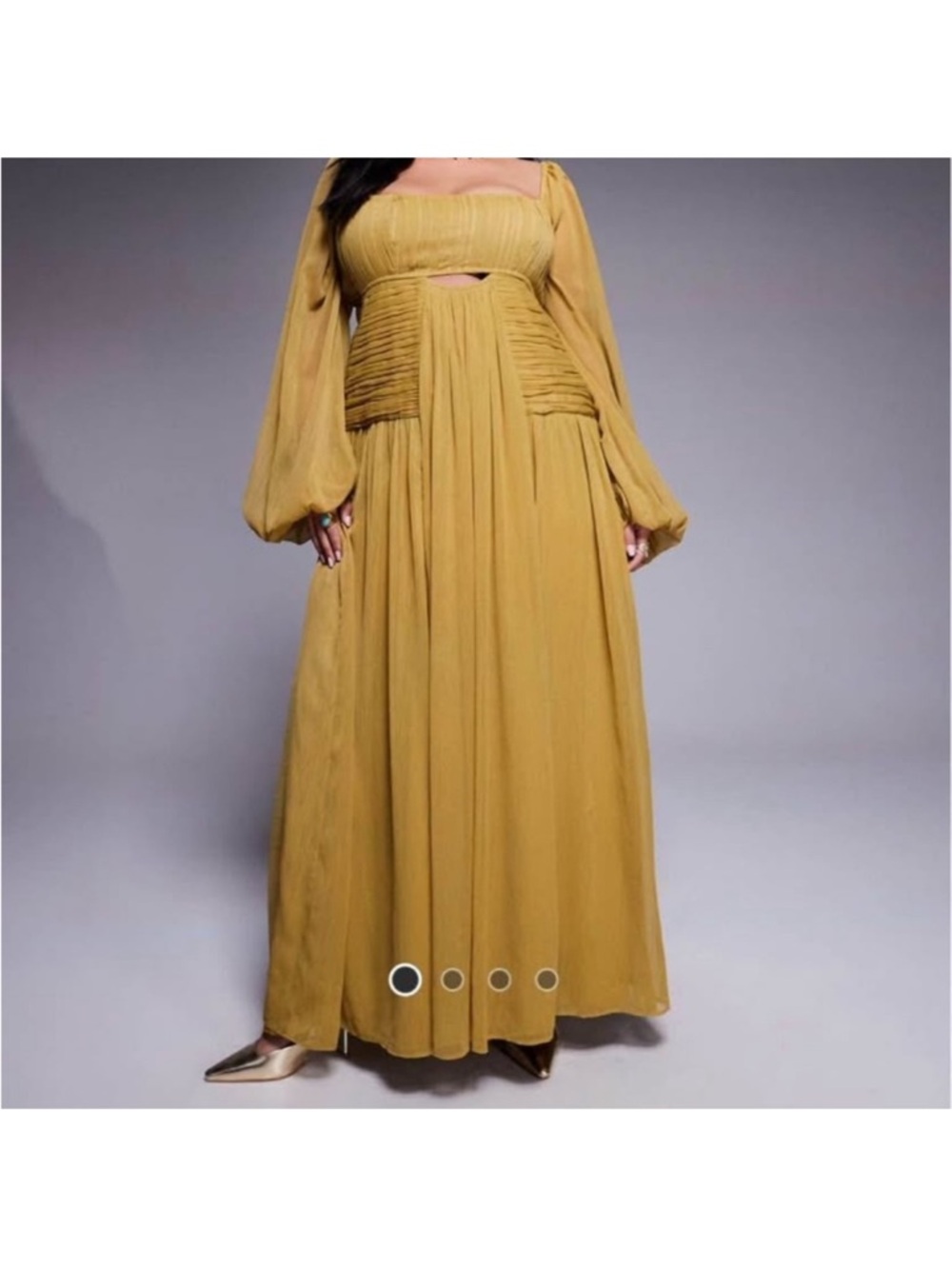 ASOS Curve Mustard Long-Sleeve Empire Waist Back-less Maxi Dress